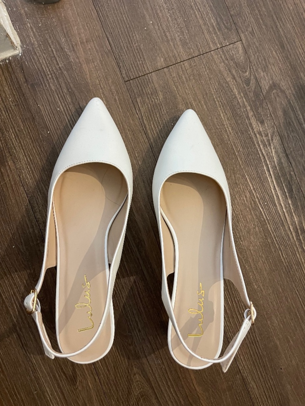 Lulus White Pointed Toe Sling-back Heels - Size 8.5